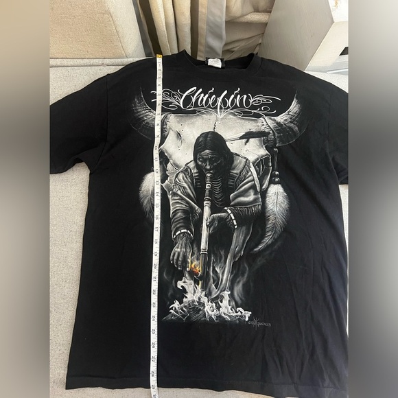 David Gonzales Men's Chiefin Native American Indian DGA Art T Shirt- size L - Picture 5 of 6